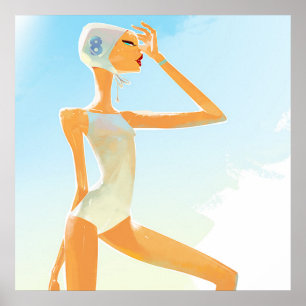 Meisje in een zwempak poster