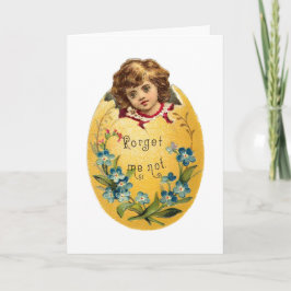 Meisje in ei vergeet me niet feestdagen kaart