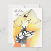 meisje in Eiffel Tower Costume Birthday Kaart (Voorkant)