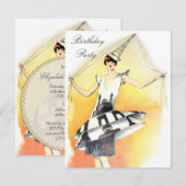 meisje in Eiffel Tower Costume Birthday Kaart (Voorkant / Achterkant)