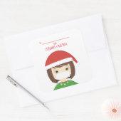 Meisje in Face Mask Kerstmis 2020 Vierkante Sticker (Envelop)