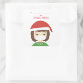 Meisje in Face Mask Kerstmis 2020 Vierkante Sticker (Tas)
