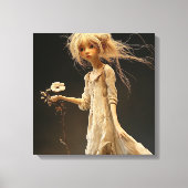 Meisje in geel met bloem canvas afdruk (Voorkant)