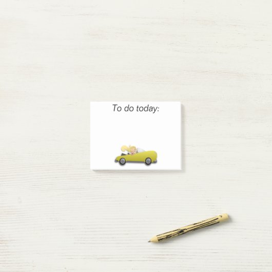 Meisje in Gele auto Post Post-it® Notes (Op bureau)