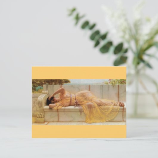 Meisje in gele drapery -  - Godward Briefkaart (Staand voorkant)