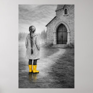 Meisje in gele laarzen poster