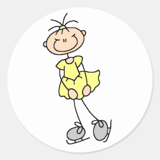 Meisje in gele schaatser Sticker (Voorkant)