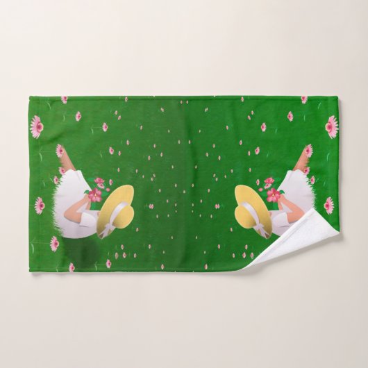 Meisje in gras bad handdoek (Handdoek)