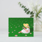 Meisje in gras briefkaart (Staand voorkant)