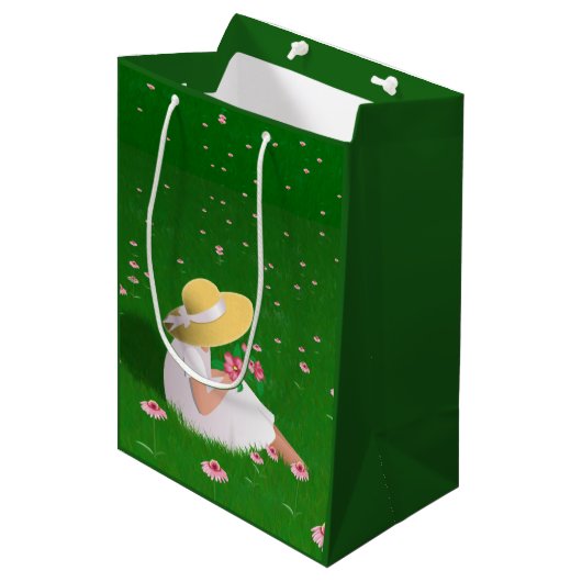 Meisje in gras medium cadeauzakje (Voorkant Gekanteld)