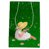 Meisje in gras medium cadeauzakje (Achterkant)