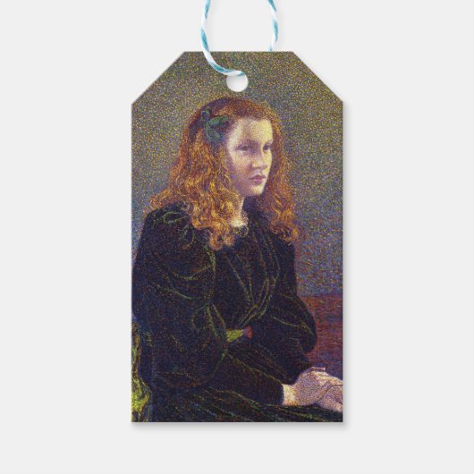 Meisje in Groen (door Theo van Rysselberghe) Cadeaulabel (Voorkant)