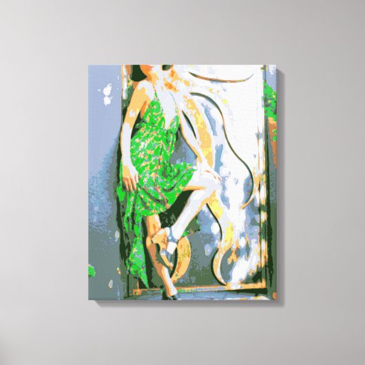 meisje in groen gewikkeld doek canvas afdruk (Voorkant)