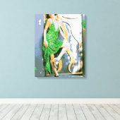 meisje in groen gewikkeld doek canvas afdruk (Insitu (Houten vloer))