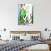 meisje in groen gewikkeld doek canvas afdruk (Insitu (Slaapkamer))