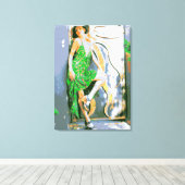 meisje in groen gewikkeld doek canvas afdruk (Insitu (Houten vloer))