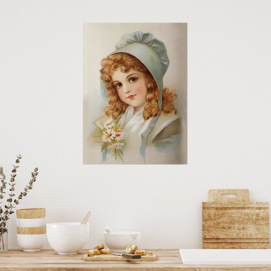 Meisje in Groene Bonnet Poster (Keuken)