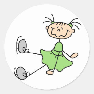 Meisje in groene ijsschaatser Sticker