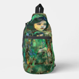 Meisje in groene jurk sling bag