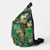 Meisje in groene jurk sling bag (Rechterhoek)