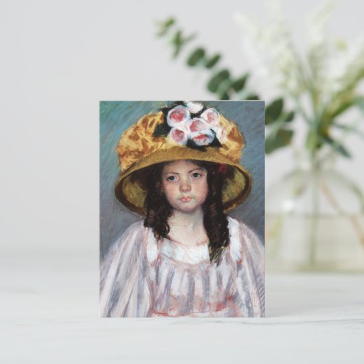 Meisje in groot Pet van Mary Cassatt Briefkaart (Staand voorkant)