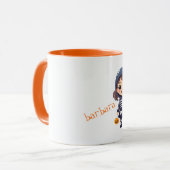 Meisje in Halloween Skeleton Kostuum Mok (Voorkant links)