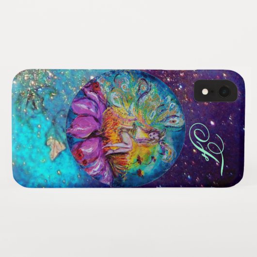 MEISJE IN HET Blauwgroen nachtblauw Monogram Case-Mate iPhone Case (Achterkant (horizontaal))