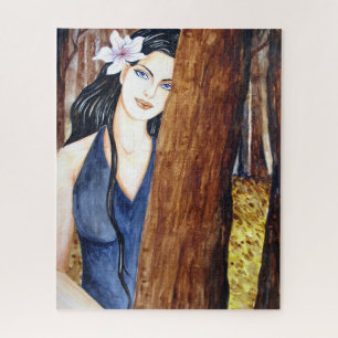 Meisje in het bos Acrylverf Legpuzzel