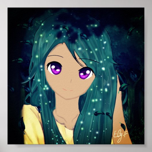 Meisje in het bos poster (Voorkant)