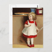  meisje in het Briefkaart Rode Dress (Voorkant / Achterkant)