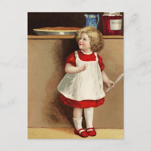  meisje in het Briefkaart Rode Dress (Voorkant)