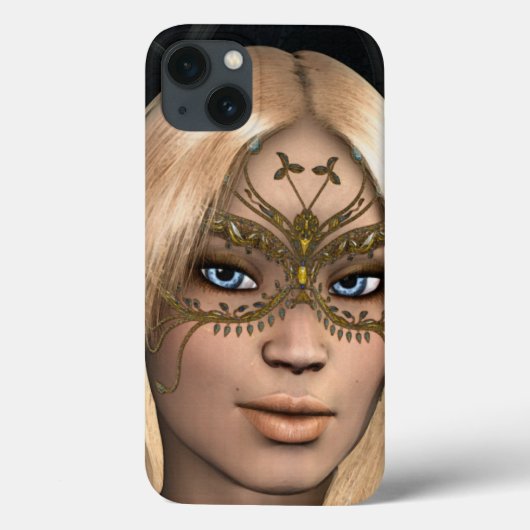Meisje in het gouden vlindermasker Case-Mate iPhone case (Achterkant)