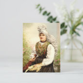 Meisje in het moederkostuum van Carniola, Oostenri Briefkaart (Staand voorkant)
