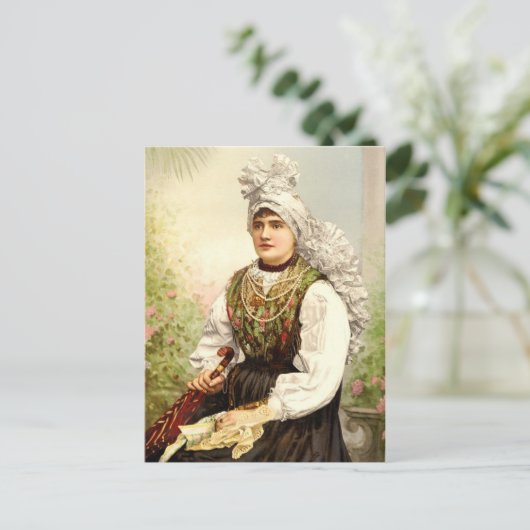 Meisje in het moederkostuum van Carniola, Oostenri Briefkaart (Staand voorkant)