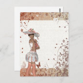 Meisje in het pet van de zomer briefkaart (Voorkant / Achterkant)