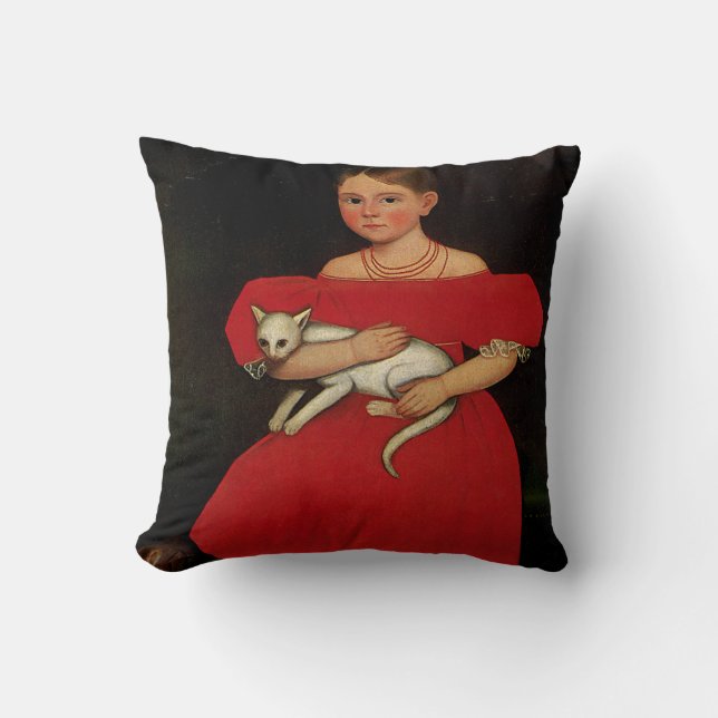 Meisje in het rood met haar kat en hond kussen (Voorkant)