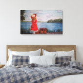 Meisje in het rood op canvasprint canvas afdruk (Insitu (Slaapkamer))