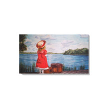 Meisje in het rood op canvasprint