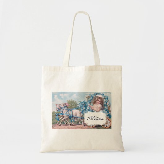  meisje in het vervoer Gedreven door lammeren Tote Bag (Voorkant)