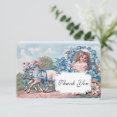  meisje in het vervoer Gedreven door lams Dank u Bedankkaart (Staand voorkant)