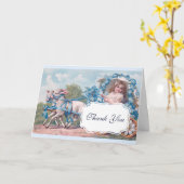  meisje in het vervoer Gedreven door lams Dank u Kaart (Gele Bloem)