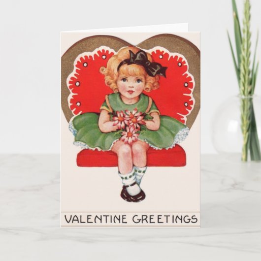  meisje in het Wenskaart van de Heart Valentijn Feestdagen Kaart (Voorkant)