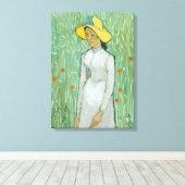 Meisje in het Wit door Vincent van Gogh Canvas Afdruk (Insitu (Houten vloer))
