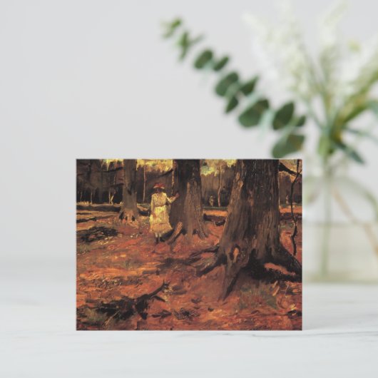 Meisje in het Wit in de Bossen van Vincent van Gog Briefkaart (Staand voorkant)
