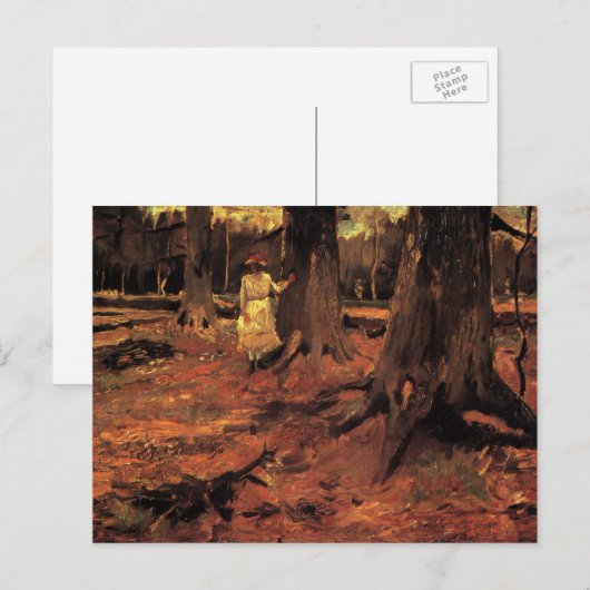 Meisje in het Wit in de Bossen van Vincent van Gog Briefkaart (Voorkant / Achterkant)