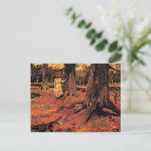 Meisje in het wit in het bos briefkaart (Staand voorkant)