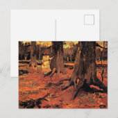 Meisje in het wit in het bos briefkaart (Voorkant / Achterkant)