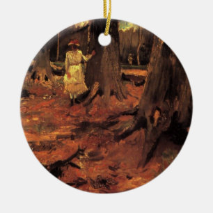Meisje in het wit in het bos door Vincent van Gogh Keramisch Ornament