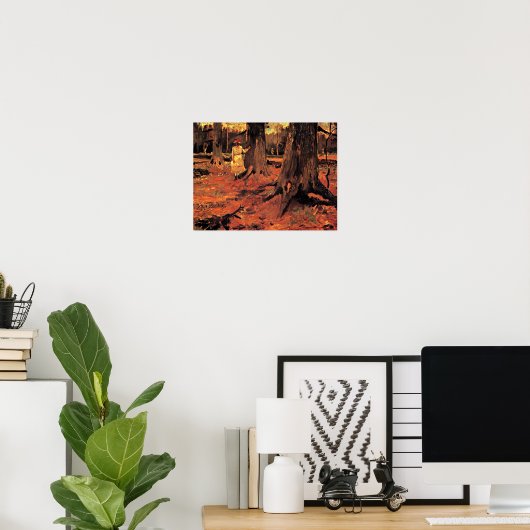 Meisje in het wit in het bos poster (Thuiskantoor)