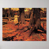 Meisje in het wit in het bos poster (Voorkant)